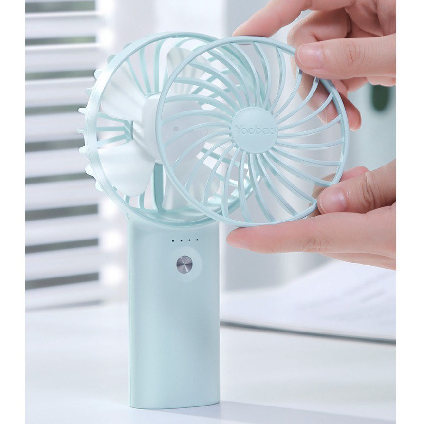 Quạt mini Yoobao cầm tay mã F3 dung lượng 3000, 4000mAh - 6000mAh- 4 tốc độ gió - Chính Hãng