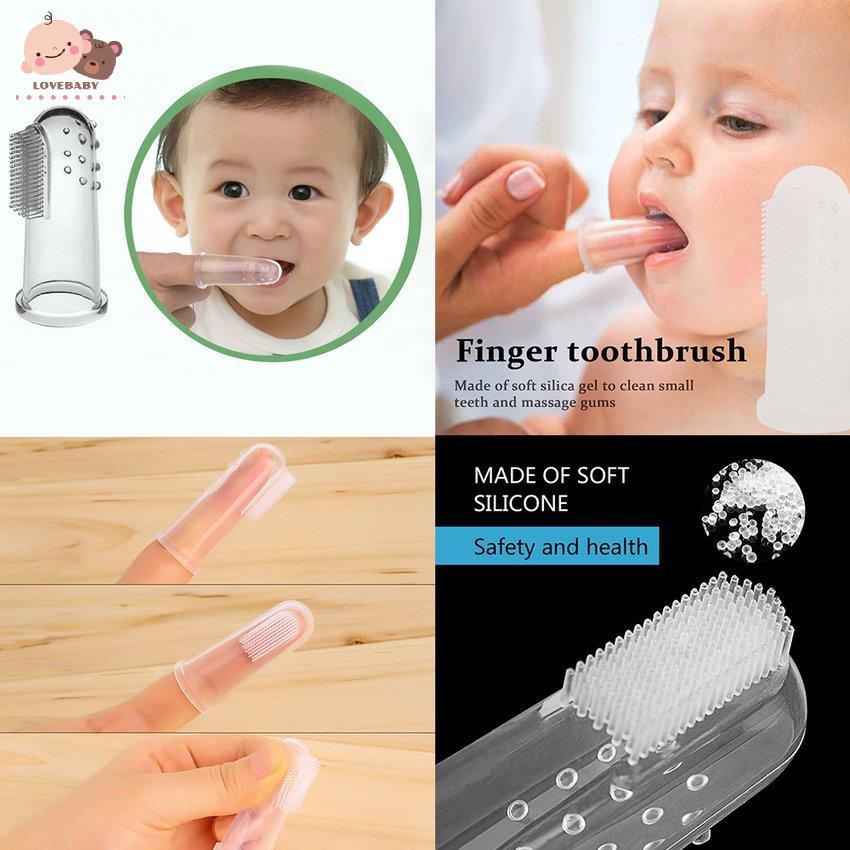 Bàn chải đánh răng đeo ngón tay bằng silicon an toàn tiện dụng