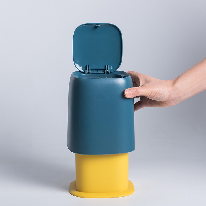 Thùng rác mini để bàn hoặc ô tô cute có quai xách, sọt rác mini nhựa dễ thương để phòng ngủ - có nắp đậy cho trang điểm văn phòngOxygen072