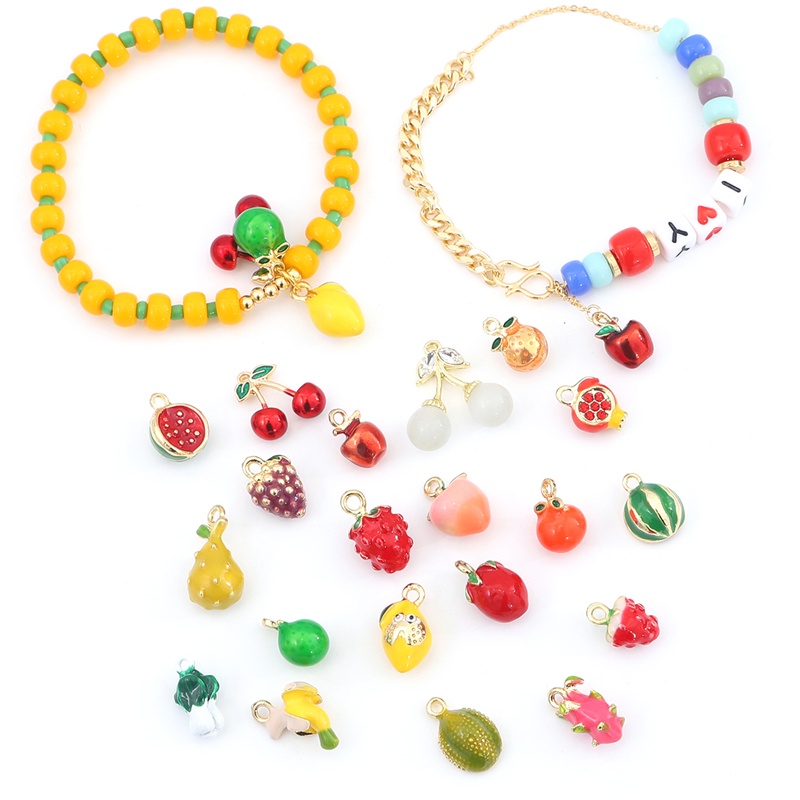 Set hạt mặt dây chuyền vòng đeo tay trang sức BEADIA thiết kế trái cây hoạt hình hợp kim thời trang mới đáng yêu