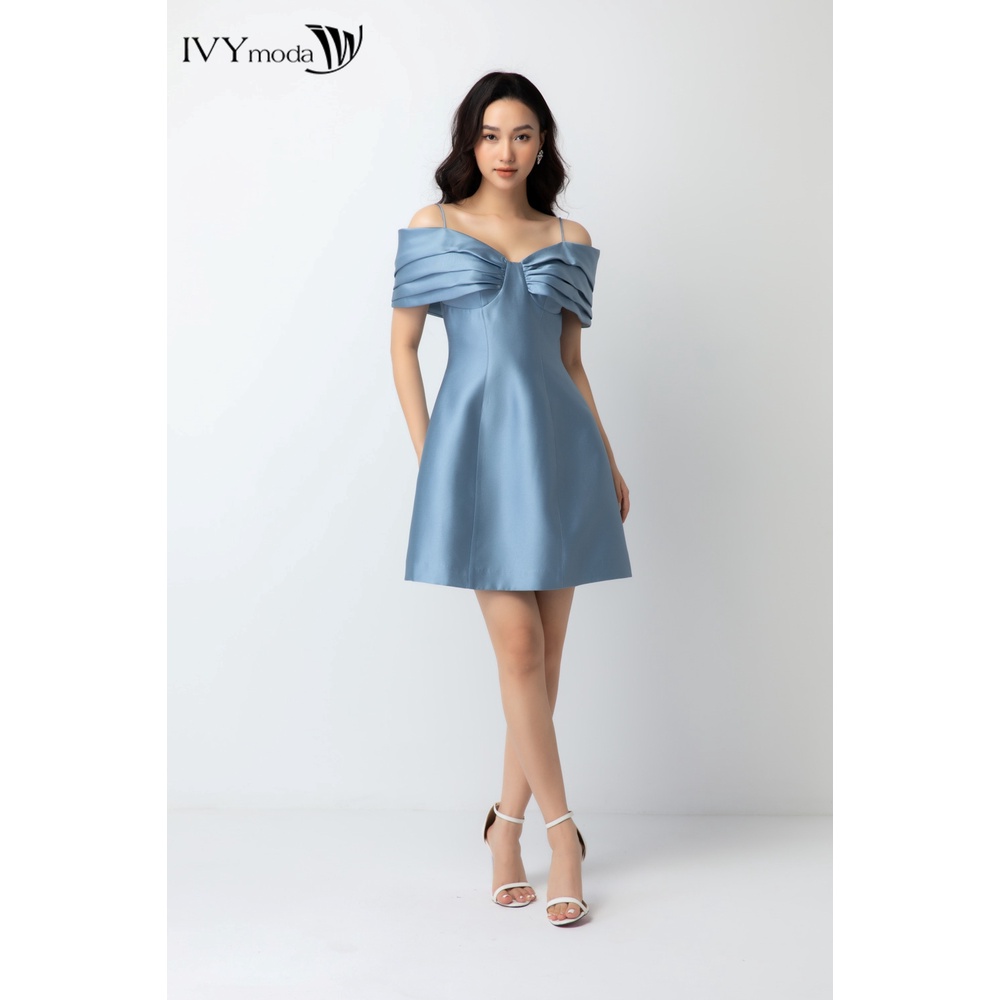 Đầm ôm vai xếp IVY moda MS 45S2602