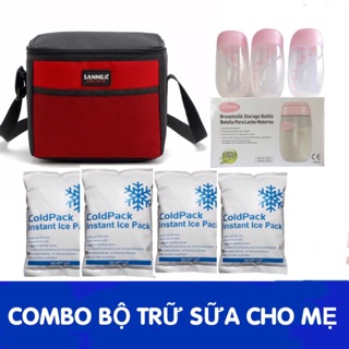 Combo túi trữ sữa kèm bình trữ unimom, đá khô giữ lạnh