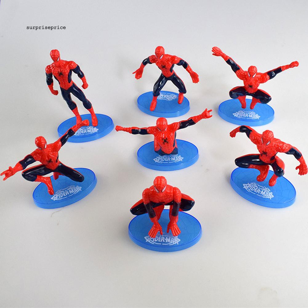 Bộ 7 mô hình đồ chơi người nhện trang trí bánh kem