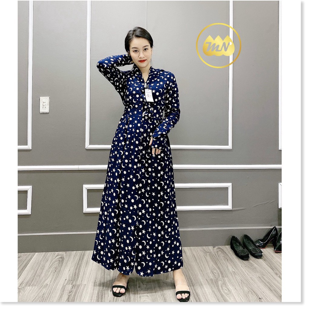 Áo chống nắng nữ toàn thân lanh nhung Nhật 3 lớp họa tiết hình dài kín chân - ao chong nang nu 3 lop