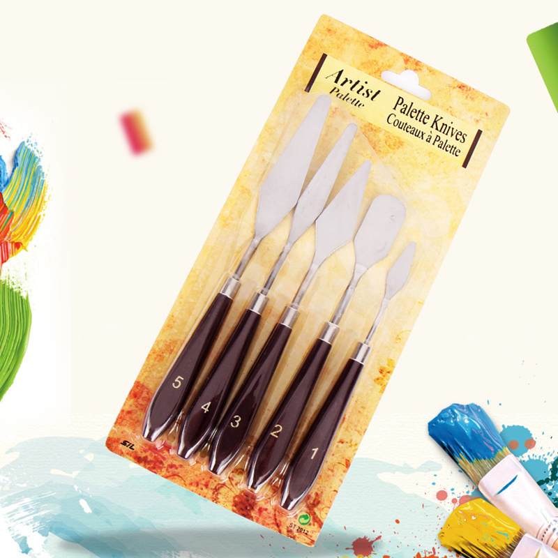 Set 5 thìa OSSAYI bằng thép không gỉ dùng pha trộn màu vẽ tranh sơn dầu
