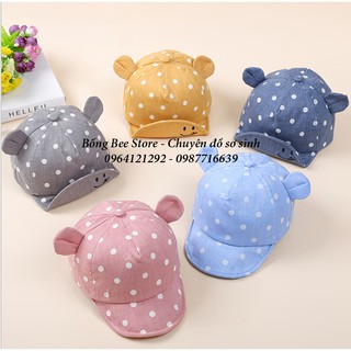 Mũ lưỡi trai tai gấu chấm bi cho bé trai và bé gái