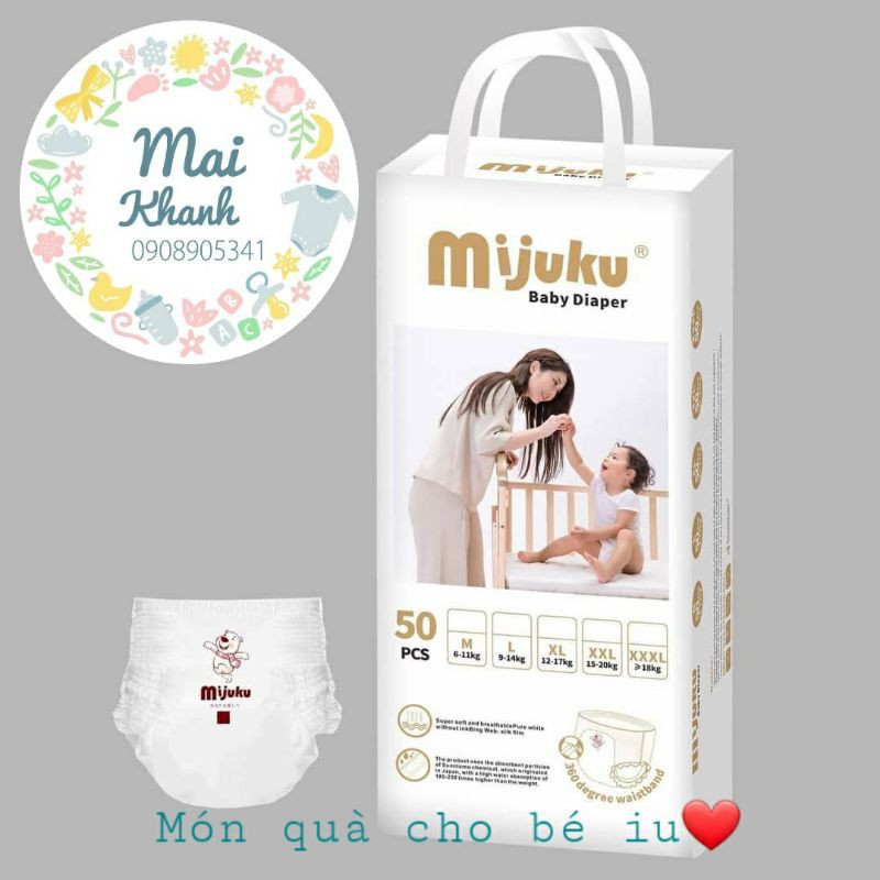 Tã quần cao cấp MIJUKU M100, L100, XL100, XXL100, XXXL100