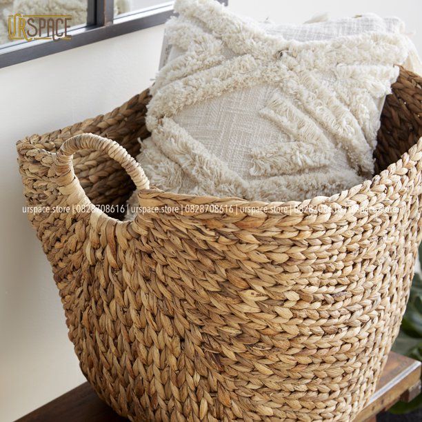 Sọt bèo (lục bình) đa năng UrSpace phong cách Hàn/ Wicker Storage basket with handle