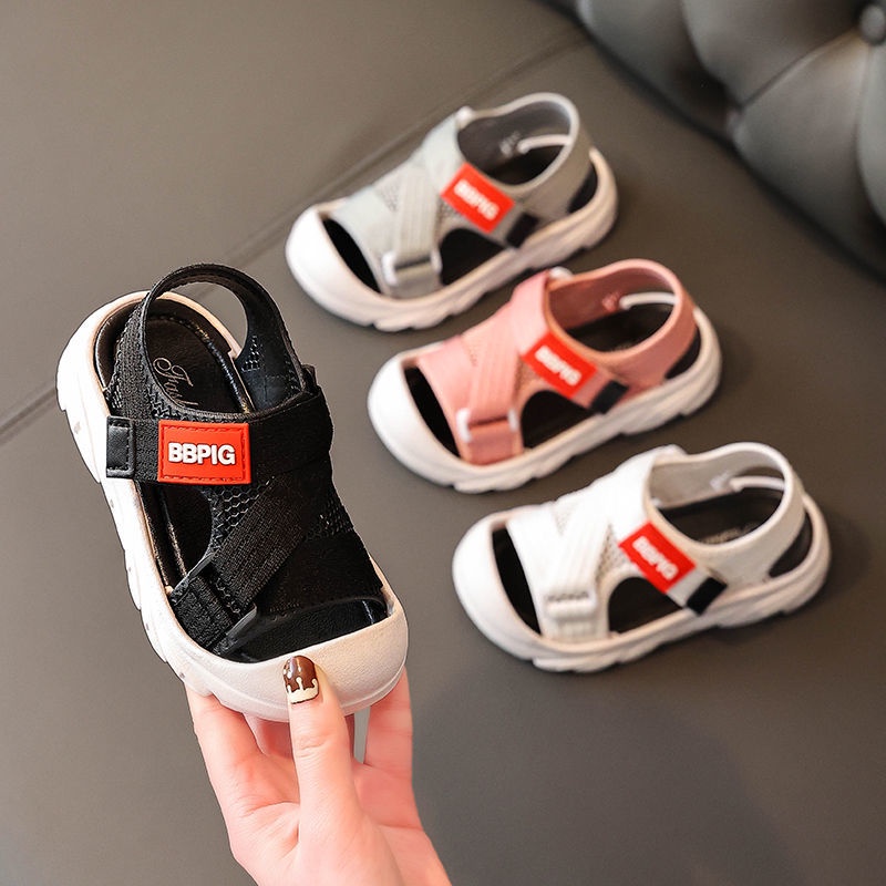 Giày Sandal Thể Thao Mùa Hè Đế Dày Hở Ngón Quai Dán Chống Trượt Cho Bé Trai