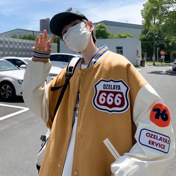 Áo khoác bóng chày form rộng phong cách Hàn Quốc cá tính dành cho nam