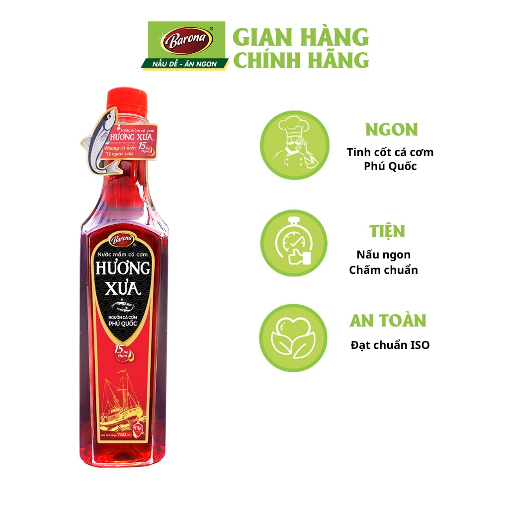 Nước Mắm Cá Cơm Phú Quốc HƯƠNG XƯA 750ml, Tặng tiêu hạt