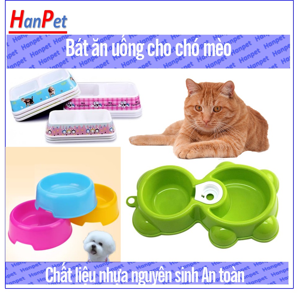 Bát nhựa cho chó- chén Ăn, Uống cho chó loại 1 ngăn và 2 ngăn chất liệu nhựa an toàn (Nhiều loại)