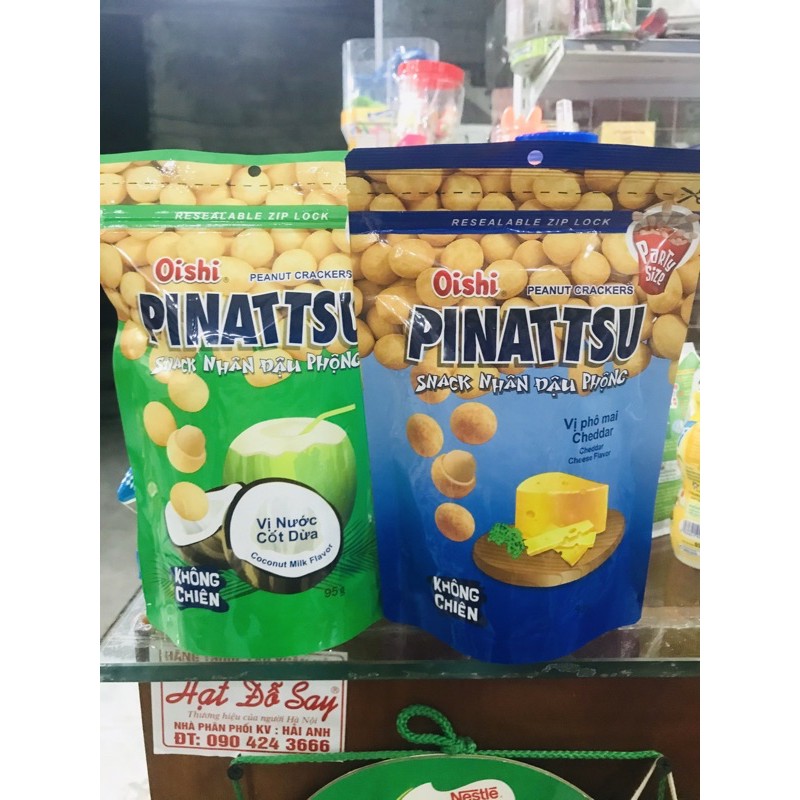 Snack đậu phộng Pinattsu Oishi vị phô mai/cốt dừa gói 95g