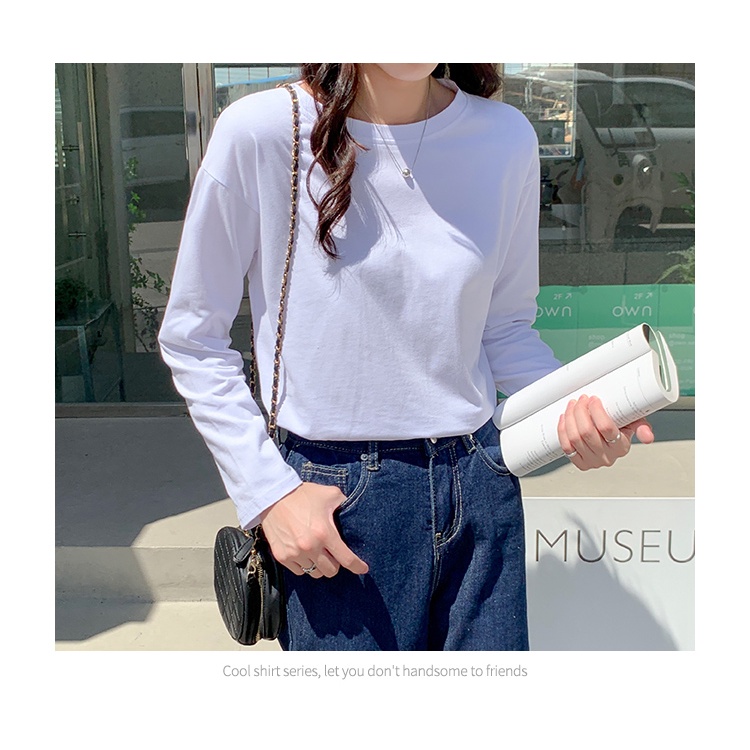 Áo Thun Dài Tay Màu Trơn Thiết Kế Mới Thời Trang Mùa Xuân Thu Dành Cho Nữ