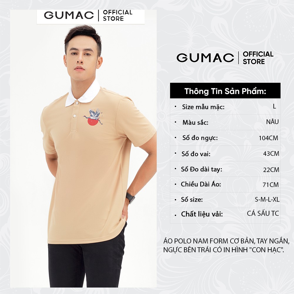 [Mã WABRGD12 giảm 10% đơn 250K] Áo thun polo nam in hạc GUMAC ATNB589 | BigBuy360 - bigbuy360.vn
