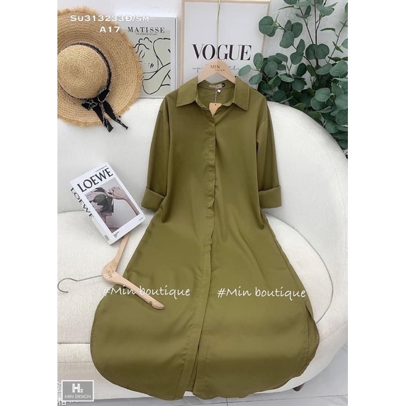 Váy sơ mi xẻ 2 màu