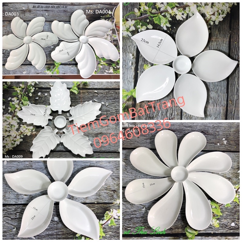 Bộ Bát Đĩa Cánh Tiên Trắng Nhiều Mẫu Loại 1 Gốm Sứ Bát Tràng Cao Cấp Set Cúng Gia Tiên Nhiều Mẫu