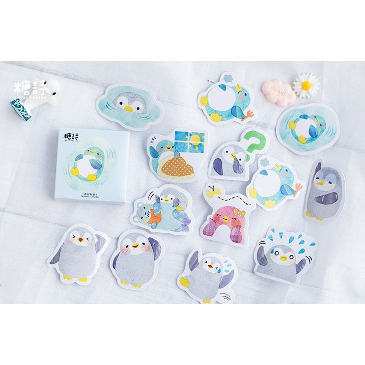 Bộ 46 Sticker Chim Cánh Cụt Hàn Quốc dán trang trí E61