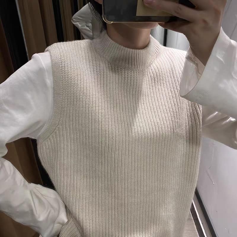 Áo len gile KEM NUDE nữ | BigBuy360 - bigbuy360.vn