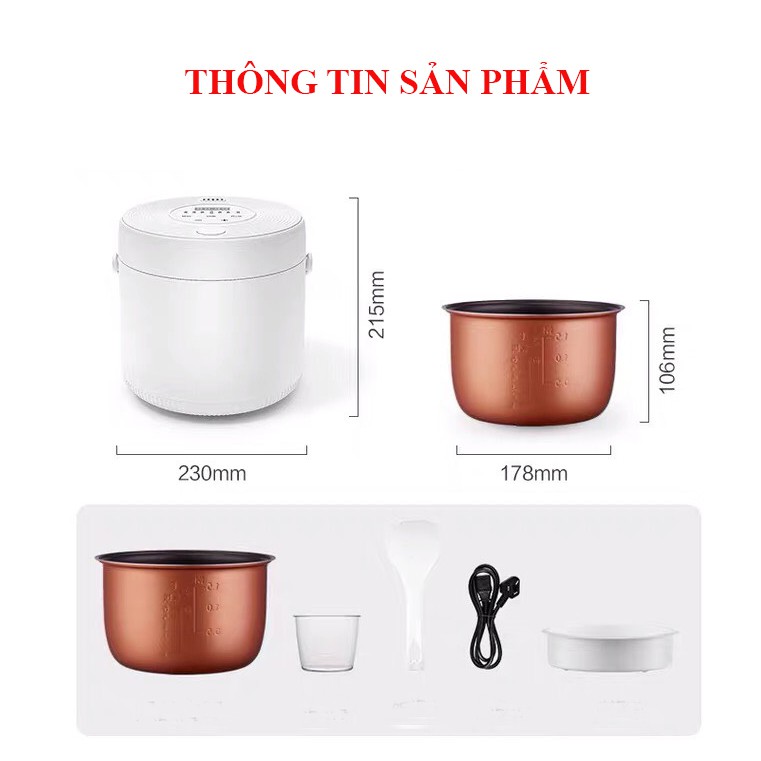 Nồi cơm điện thông minh đa chức năng nhỏ hộ gia đình, nồi điện đa năng 2L SANXINGKEJI [BẢO HÀNH, UY TÍN 1 ĐỔI 1] | BigBuy360 - bigbuy360.vn