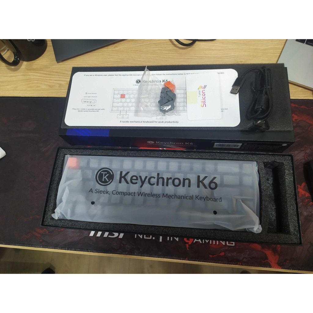 Keychron K6 - Bàn phím cơ Keychron K6 RGB wireless Nhôm Hotswap