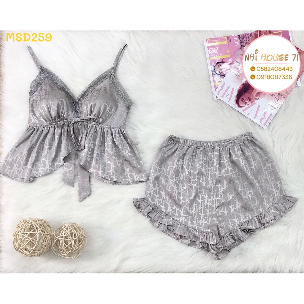 [FREESHIP 50K] Bộ Ngủ Ren NHISTORE Quần Ngắn Bèo  Áo Cúp Ngực Sexy Cột Nơ Freesize Dưới 57kg | BigBuy360 - bigbuy360.vn
