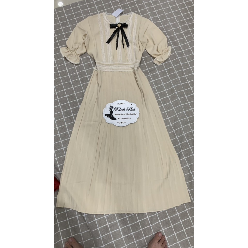 [Freeship 50K] Mẫu hottrend - Đầm xòe phối nơ ngực viền ren đuôi váy xếp ly sang chảnh | BigBuy360 - bigbuy360.vn