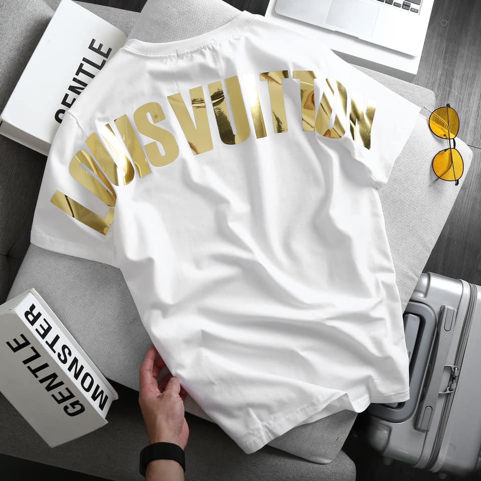 Áo thun tay lỡ unisex Luôn Vui Tươi tráng gương vàng in trước sau MOSSSHOP- Áo phông nam nữ phong cách ulzzang form rộng