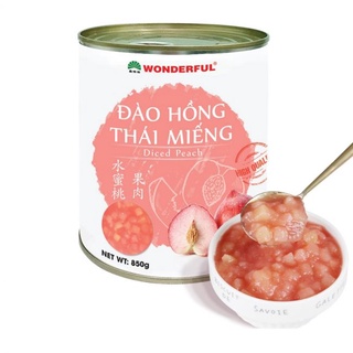 <NEW> ĐÀO HỒNG THÁI MIẾNG WONDERFUL lon 850g - TOPPING NEW HOT CHO TRÀ HOA QUẢ - Bách hóa nguyên liệu