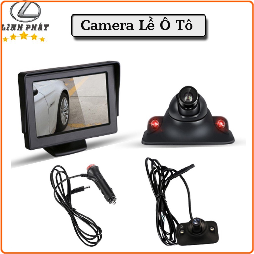 Camera Cặp Lề Ô Tô - Không Khoan Gương Màn Hình LCD 4.3 Inch Full HD -LaKaDo