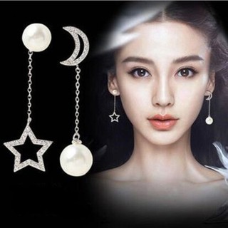 Bông tai đính ngọc trăng sao dáng dài
