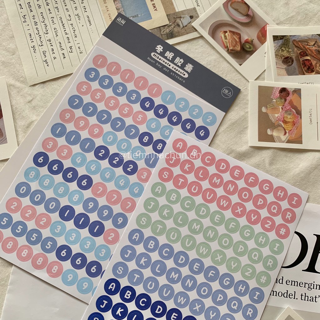 SET 2 TẤM STICKER BẢNG CHỮ CÁI & SỐ MACARON (ảnh thật) - alphabet number macaron decor toploader -Tiệm nhà Chun