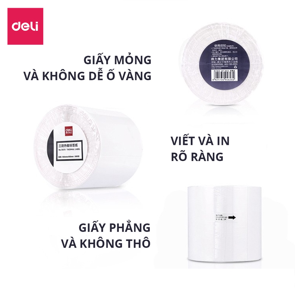 [LIFEMC02BPABAU -10% đơn 250K] Giấy In Mã Vạch 30x20 mm (Cuộn 1000 Tem) - Decal Nhiệt 3x2 cm - Giấy In Tem Nhãn Deli