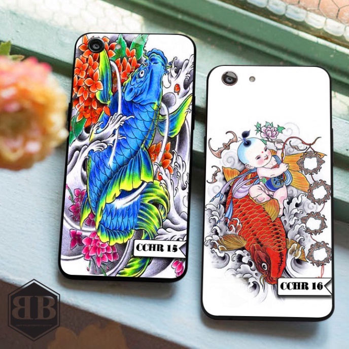 Ốp lưng kính cường lực Oppo A83 cá chép hoá rồng