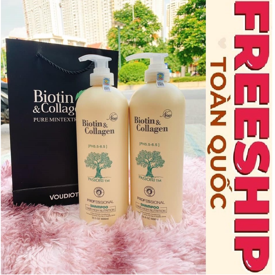 Cặp Dầu Gội Xả Biotin Collagen Trắng-Xanh Dương-Vàng-Xanh Lá⚜️Hàng Chính Hãng⚜️ FREESHIP⚜️Giảm Rụng Tóc,Phục Hồi Tóc Khô