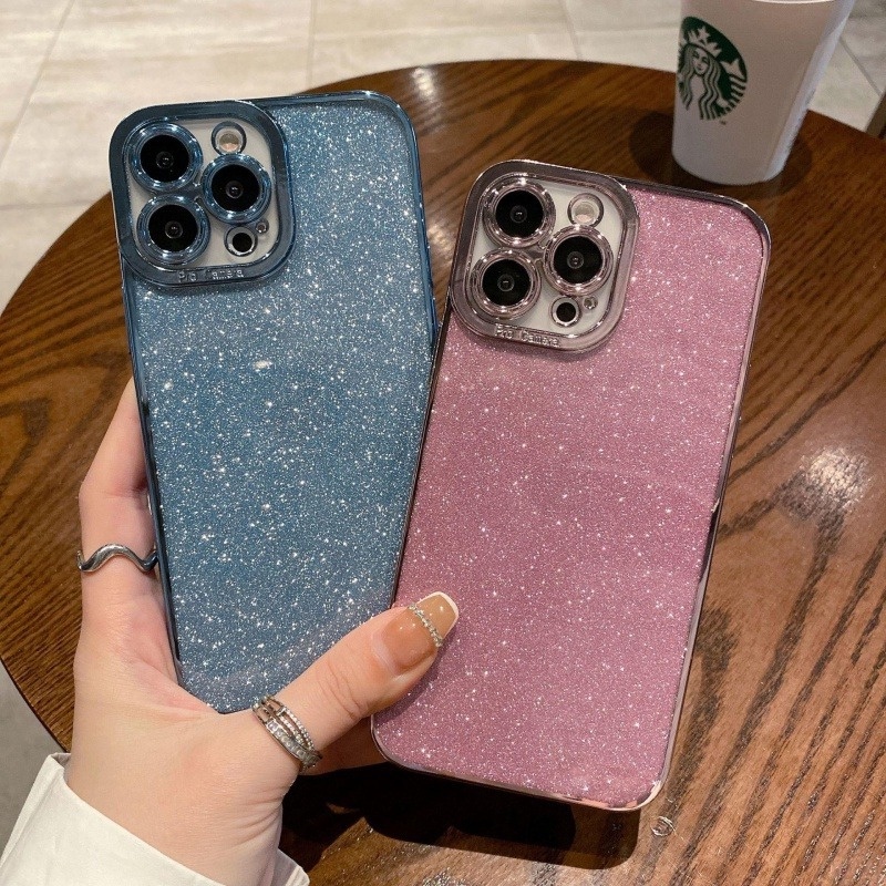 Ốp Điện Thoại Silicon Dẻo Mạ Màu Lấp Lánh Thời Trang Cho iPhone 14 13 12 Mini 11 Pro Max X XR XS 7 8 Plus SE2022