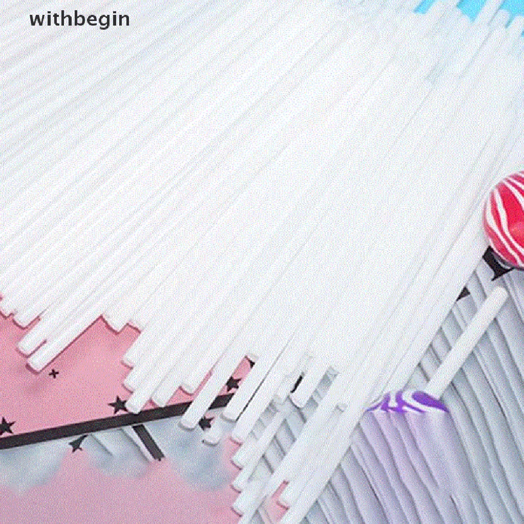 Set 100 Que Nhựa Làm Kẹo Mút Ống Màu Trắng