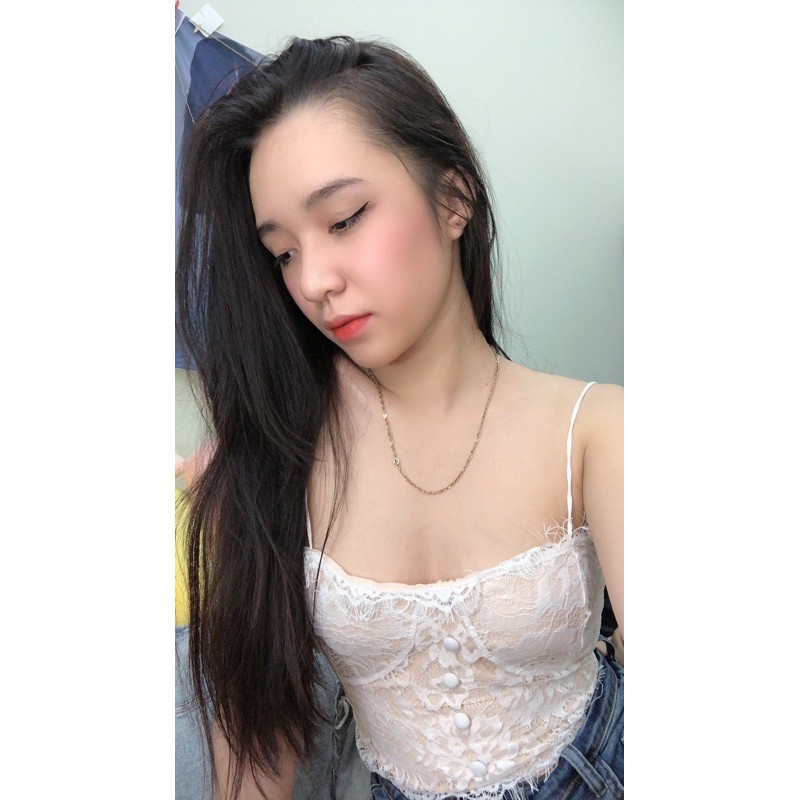 áo hai dây ren ,áo bra croptop phối nút sexy quyến rũ