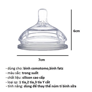 set 2 Núm ti silicone Comotomo dùng cho bình como dung tích 150ml/250ml