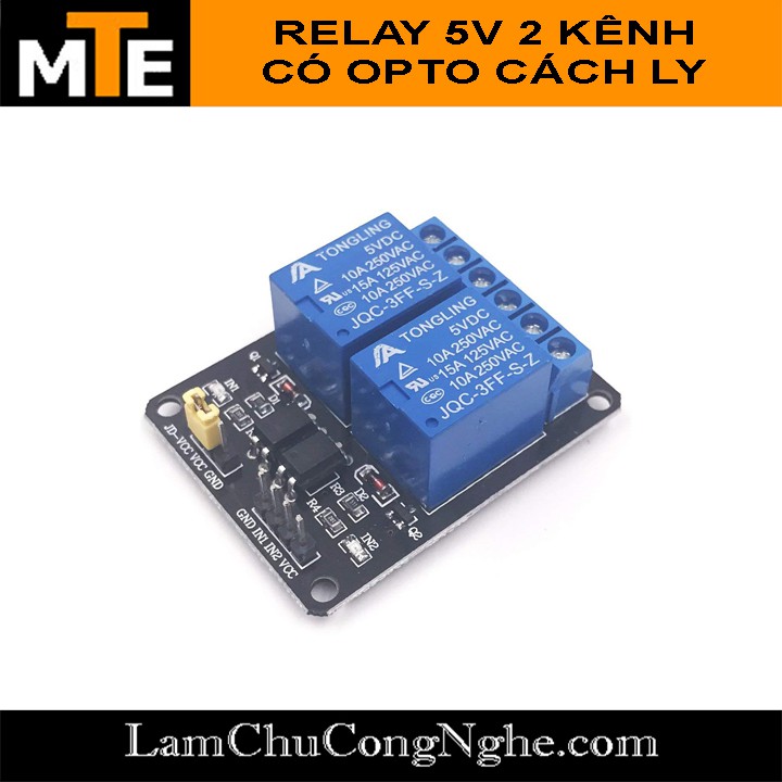 Module 2 relay kênh với opto cách ly 5V đóng cắt thiết bị điện 10A