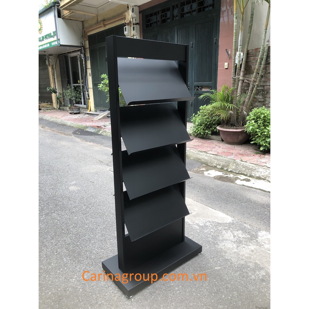 Giá kệ để catalo, brochure, tờ rơi, tạp chí 4 tầng lắp ghép bằng sắt khổ A3
