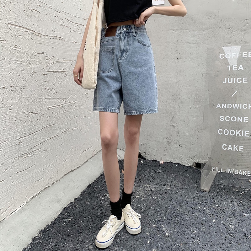 Quần short jean nữ ống suông ngố lửng sooc bò MSHA5