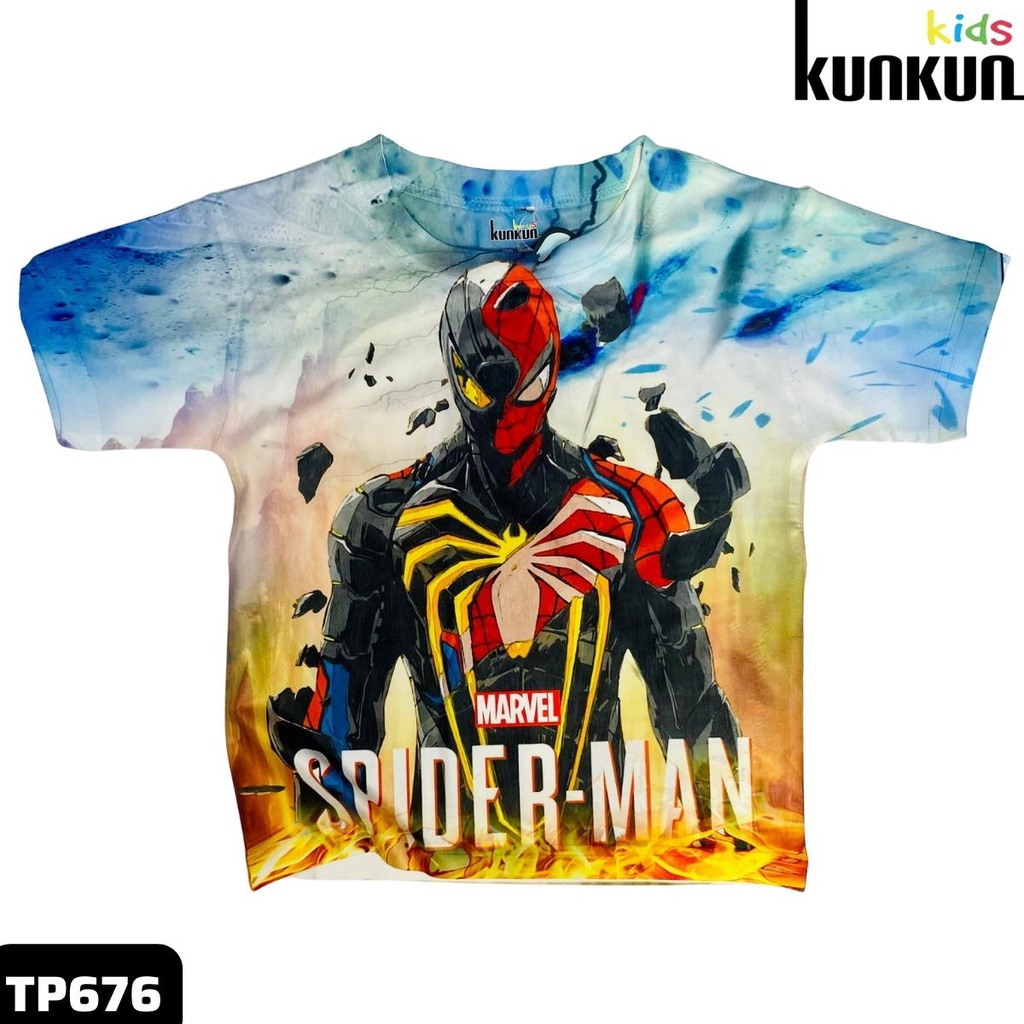 Đồ bộ bé trai KUNKUN TP676 tay ngắn in hình người nhện spiderman chất thun lạnh thoáng mát size từ 10-60kg