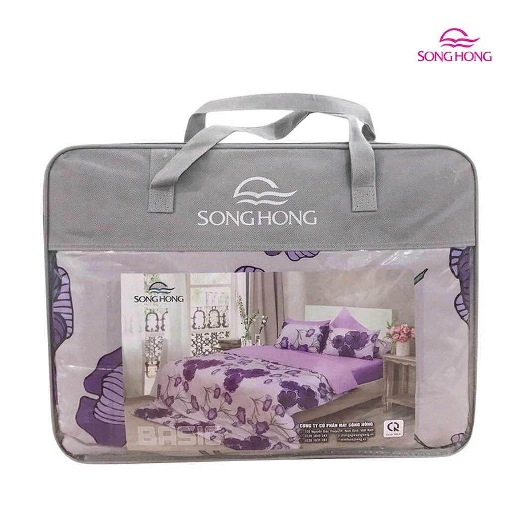 Bộ chăn ga gối bọc Sông Hồng chất cotton