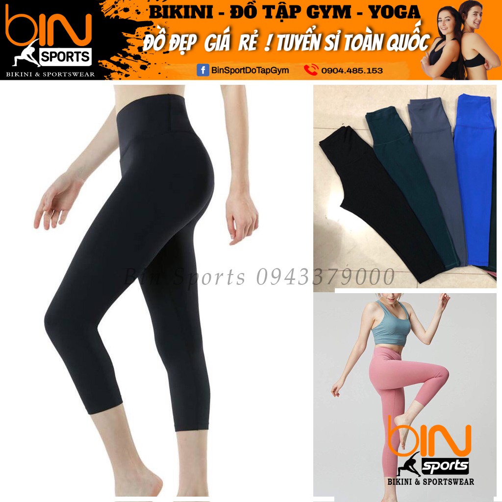 Quần tập gym yoga thể thao nữ, quần lửng cạp cao Bin Sports Q013