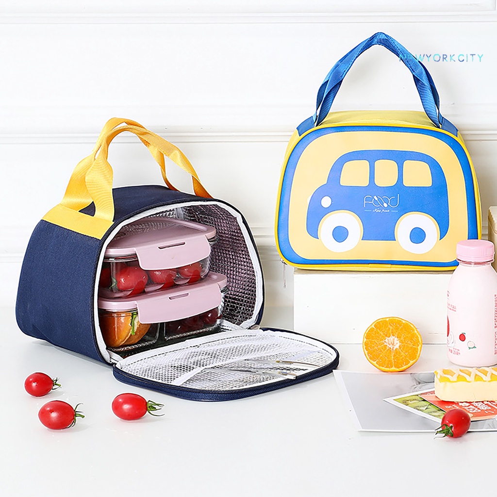 Túi Đựng Cơm Trưa Bằng Vải Canvas Giữ Nhiệt In Họa Tiết Hoạt Hình Dễ Thương Tiện Dụng Cho Nam Và Nữ