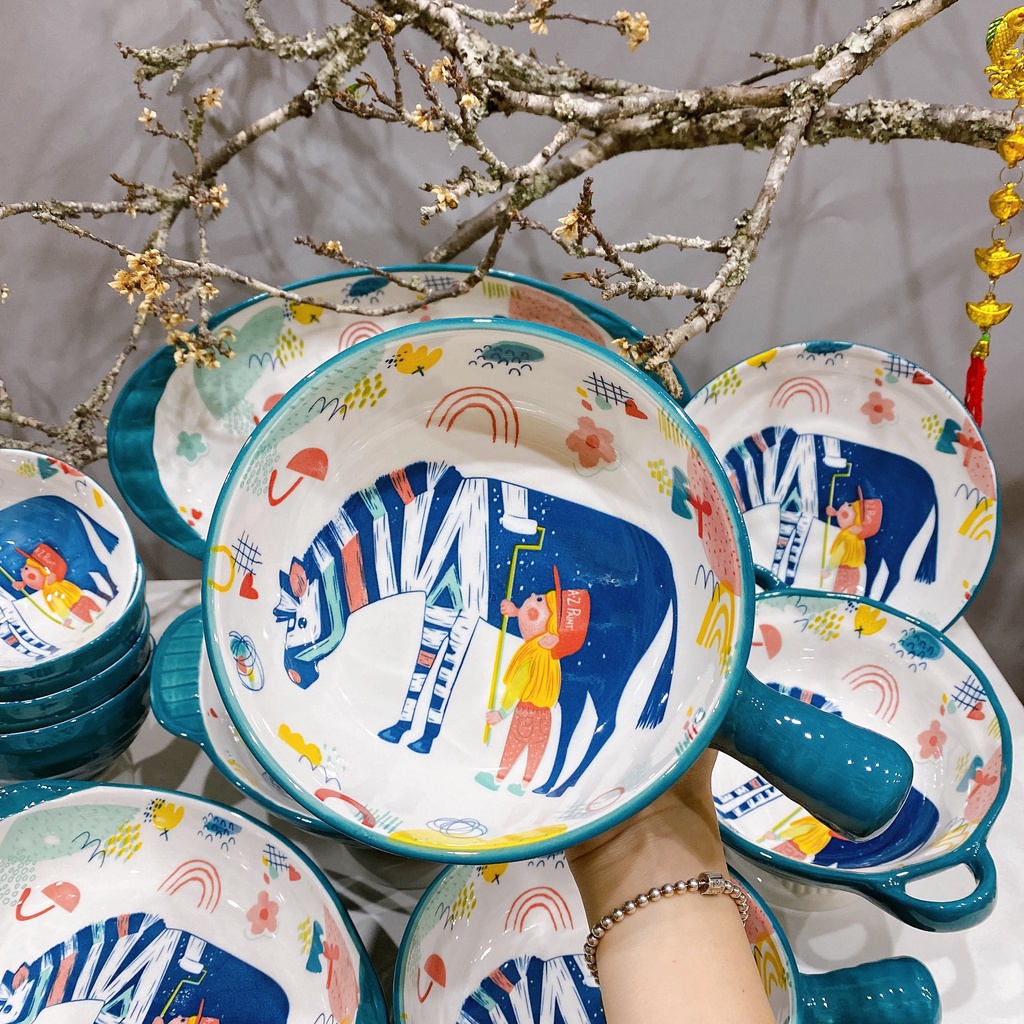 Set bát đĩa 11 món ngựa vằn siêu xinh
