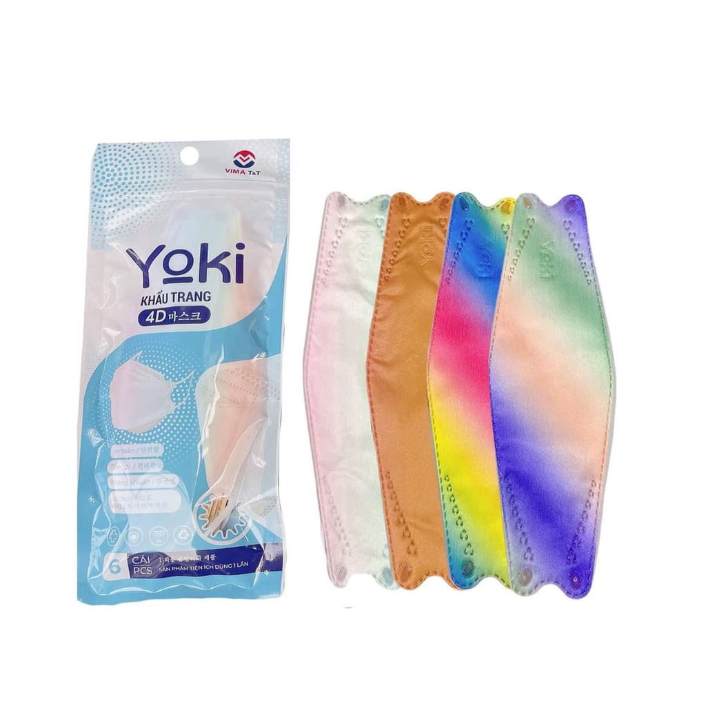 {Phiên bản giới hạn đa sắc màu} Khẩu trang 4D YOKI màu loang - kháng khuẩn 4 lớp 1 bịch/6 cái