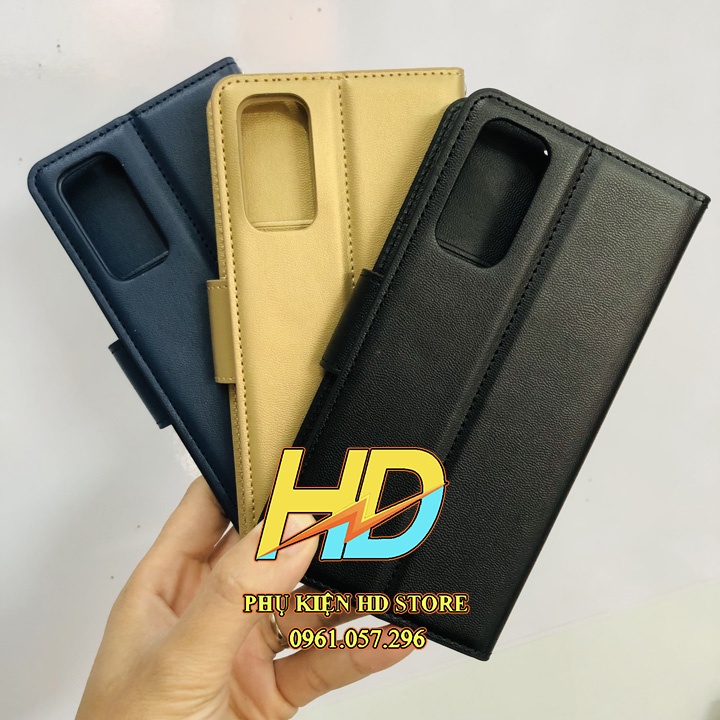 Bao da dạng ví SamSung Galaxy S23 Ultra, S22 Ultra, S21 FE, S20 FE hiệu Hanman cao cấp có quai cài, khe đựng card