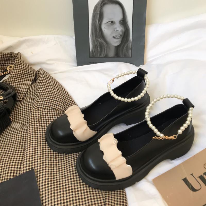 Giày Lolita Nữ Viền Ren Đế Cao Quai Ngọc Cài Siêu Xinh Phong Cách Hàn Quốc FLOWER G15 - nguyentarng239